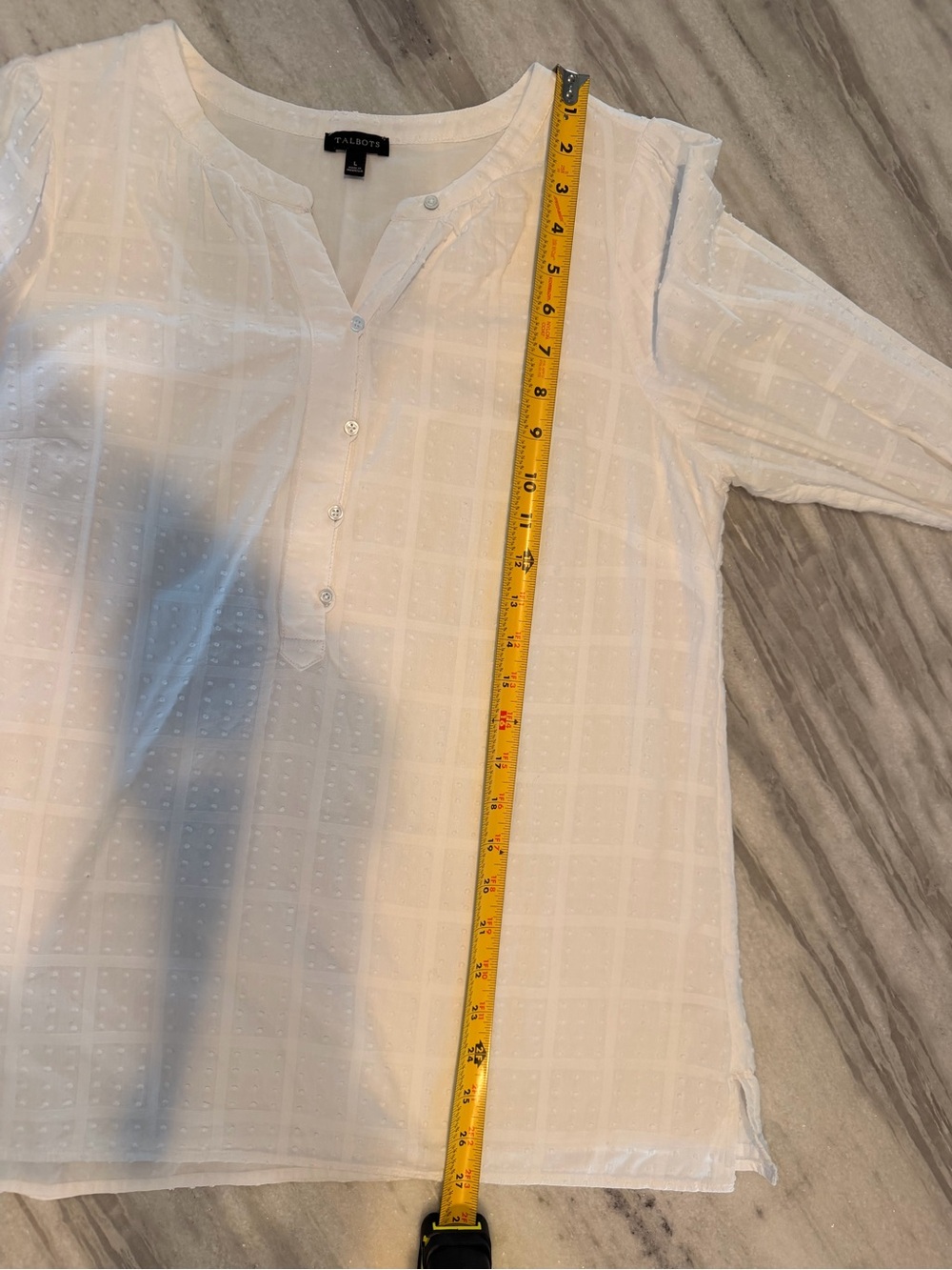Talbots White Textured Button Front Tunic - Picture 6 of 10